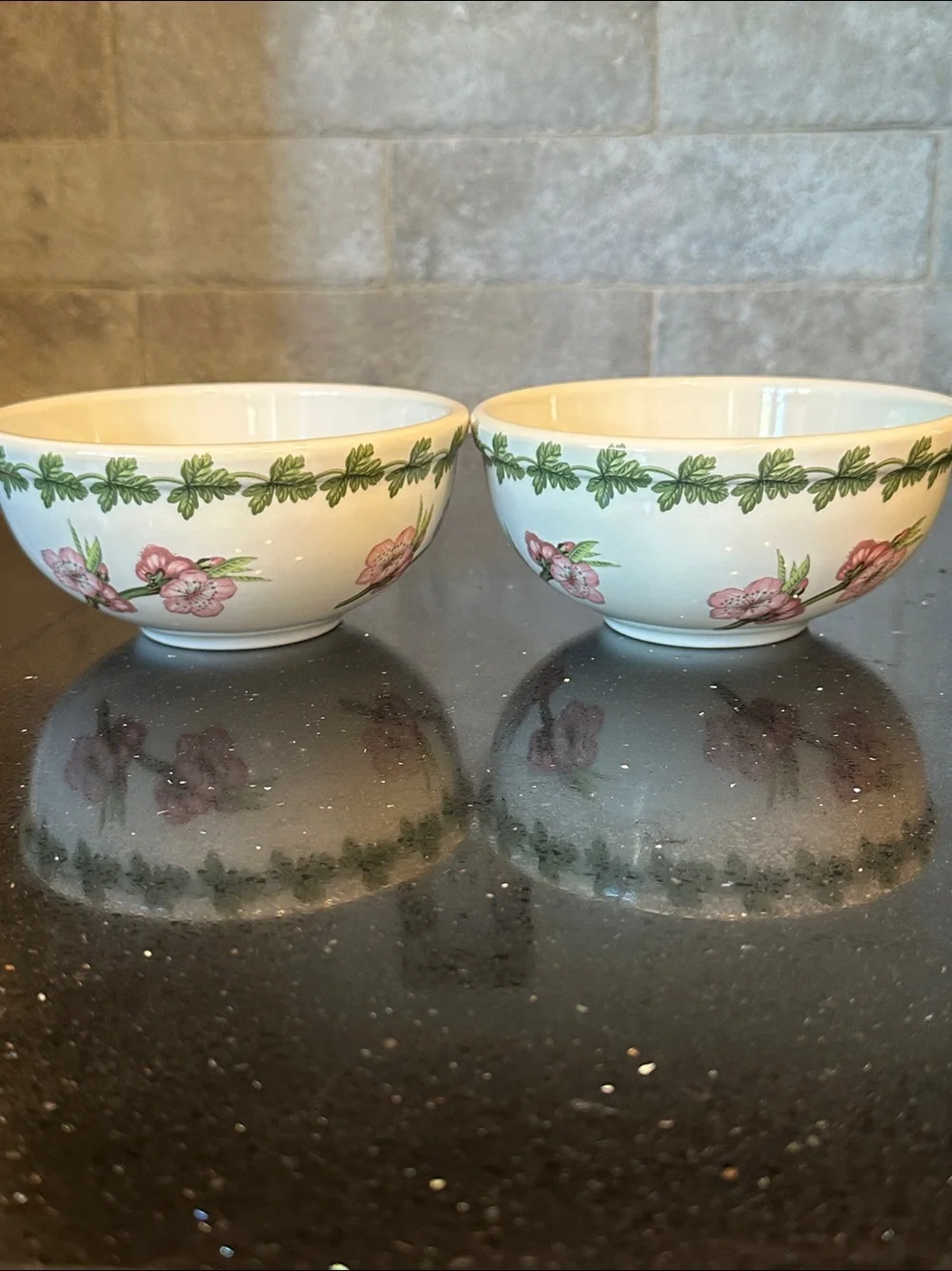 Set of Two Portmeirion Pomona Salad/Dessert/Fruit Bowls with Fruit Illustrations